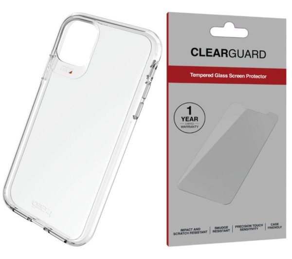 Gear4 Crystal Palace iPhone 11 Clear Case & InvisibleShield ClearGuard Screen Protector Bundle