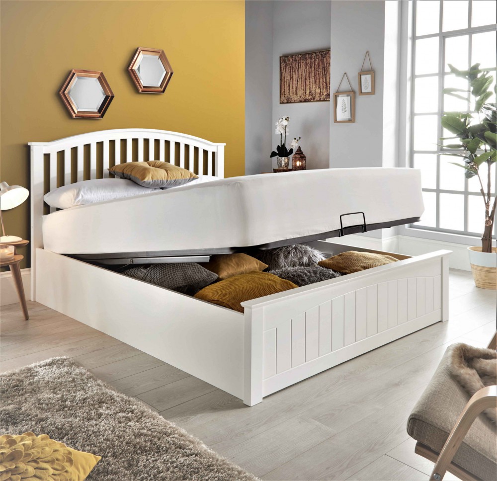 Wallace Wooden Ottoman White Bed Frame