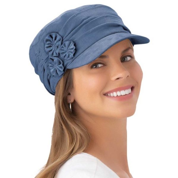 Easylife Womens Floral Embellished Hat in Blue | Christmas Gifts - Image 2