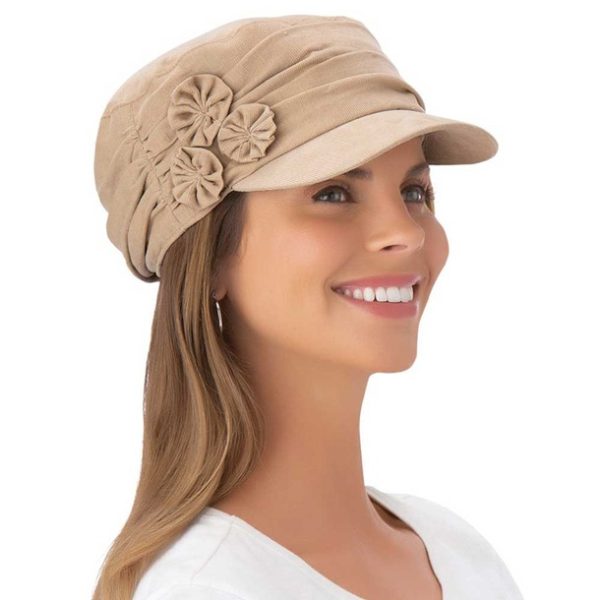 Easylife Womens Floral Embellished Hat in Beige - Image 2