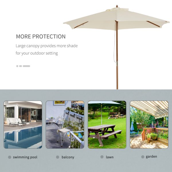 Outsunny 2.5m Wood Wooden Garden Parasol Sun Shade Patio Outdoor Umbrella Canopy New(Beige)   Aosom UK - Image 6