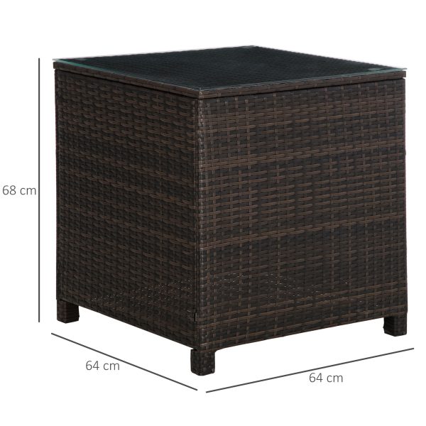 Outsunny Rattan Garden Side Table: Weather-Resistant Frame with Tempered Glass Top, Rustic Brown   Aosom UK - Image 3