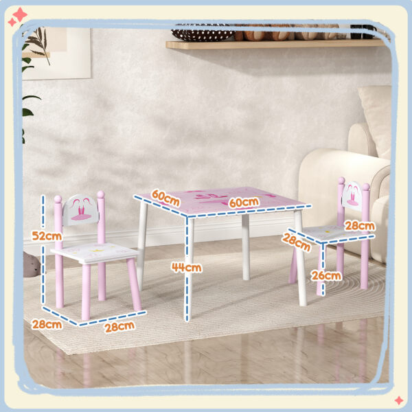 AIYAPLAY Princess Design Kids Table and Chairs Set for Activity, Art, Drawing, Toddler Table and Chairs Set for Playroom, Nursery - Image 3