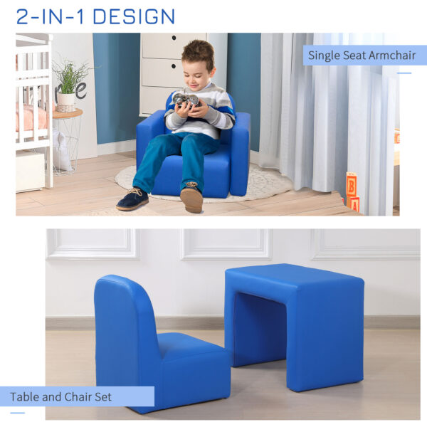 HOMCOM Toddler 2-in-1 Sofa Chair for Playroom, Comfortable Child's Armchair for Relaxation & Play, Blue   Aosom UK - Image 7