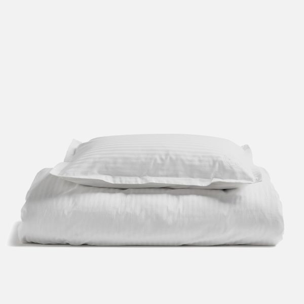 White 100% Egyptian Cotton Sateen Stripe Duvet Set - Super king