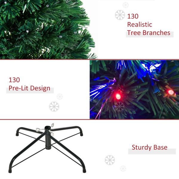 HOMCOM 4ft Pre Lit Christmas Tree Artificial Tree with Multi-Coloured Fiber Optic LED Light(4ft (120cm))   Aosom UK - Image 8