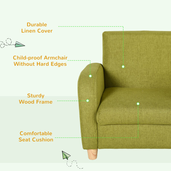 HOMCOM Children Armchair Mini Sofa Wood Frame Anti-Slip Legs High Back - Image 4