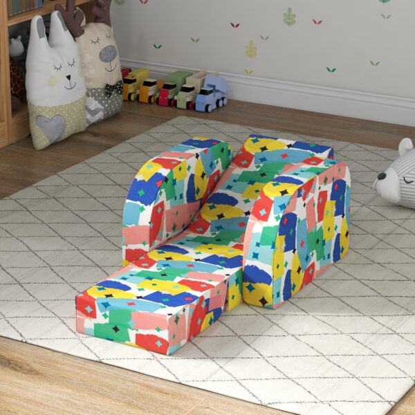 AIYAPLAY Foldable Toddler Chair Soft Snuggle Sponge Filled for Bedroom Playroom, Aged 18 Months to 3 Years - Multicoloured   Aosom UK - Image 8