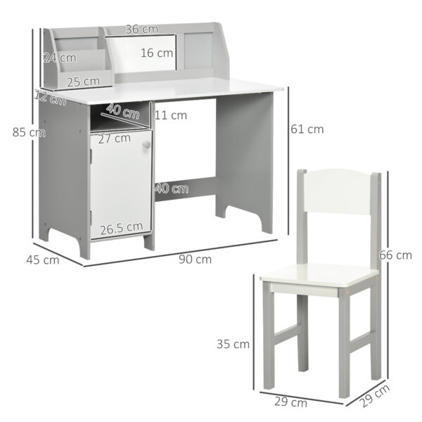 HOMCOM Toddler Activity Station: Table & Chair Set with Dry Erase Top, 2 Piece, Grey   Aosom UK - Image 3