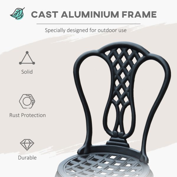 HOMCOM 3 Piece Patio Cast Aluminium Bistro Set Garden Outdoor Furniture Table and Chairs Shabby Chic Style   Aosom UK - Image 5