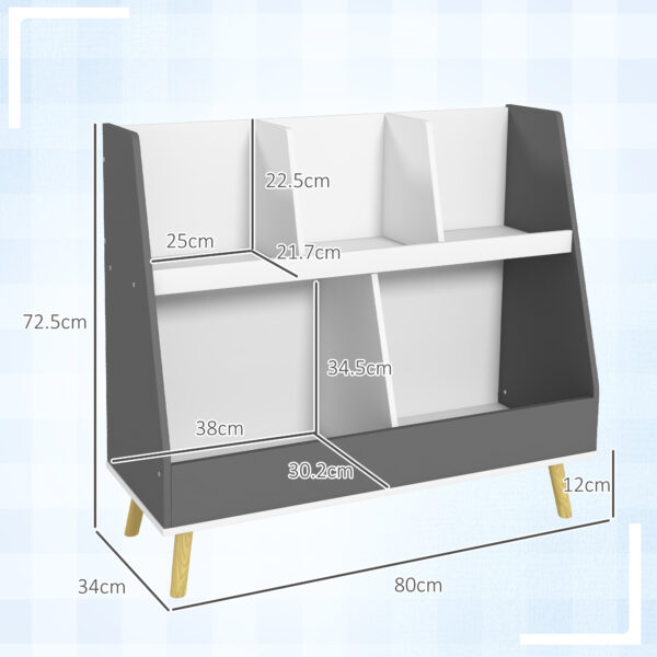 HOMCOM Kids Storage Shelf with 5 Compartments, Grey   Aosom UK - Image 3