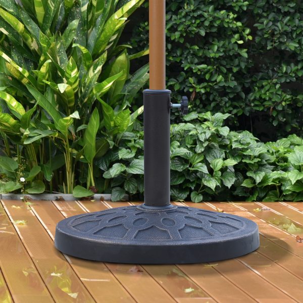 Outsunny 13kg Resin Umbrella Stand Holder, Garden Parasol Base for 38mm or 48mm Outdoor Umbrella Poles, Bronze Tone   Aosom UK - Image 2