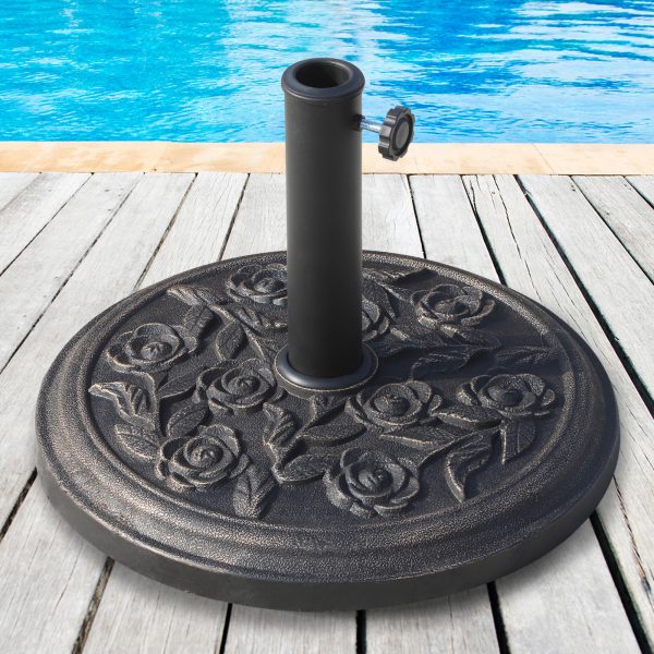 Outsunny 9kg Garden Parasol Base, Round Resin Sun Umbrella Base, Outdoor Umbrella Stand for 38mm or 48mm Outdoor Umbrella Poles, Bronze Tone - Image 2