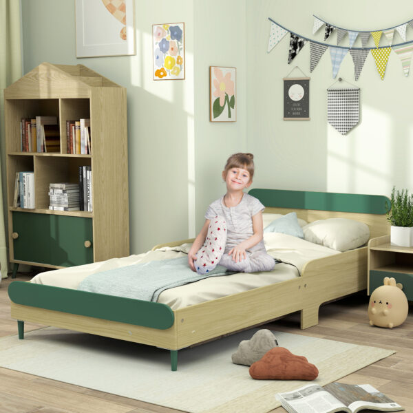 AIYAPLAY Toddler Bed with Safety Rail for Ages 3-10 Years, 195 x 103 x 60.5cm, Green   Aosom UK - Image 2