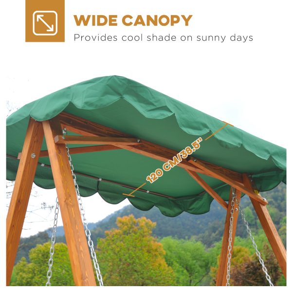 Outsunny Waterproof 3-Seater Wooden Garden Swing Chair Seat Bench, Green   Aosom UK - Image 4