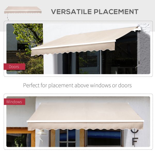 Outsunny 3 x 2.5m Garden Patio Manual Awning Canopy Sun Shade Shelter with Winding Handle Retractable - Cream White - Image 6