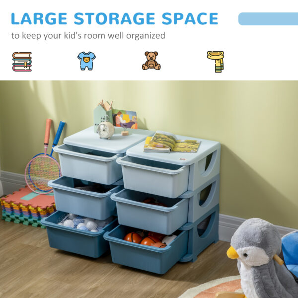 HOMCOM Kids Storage Unit, with Six Drawers - Blue   Aosom UK - Image 4