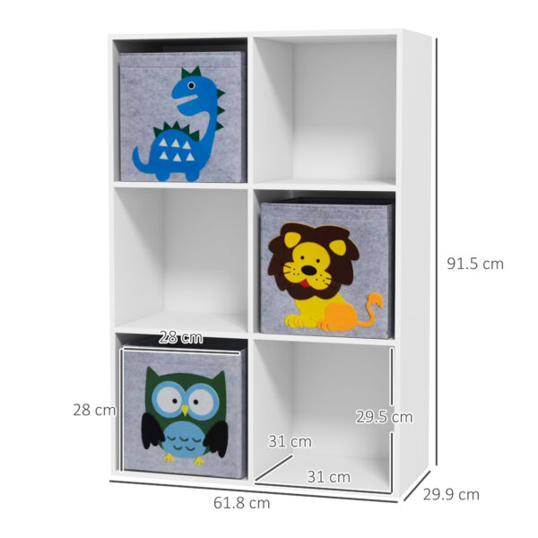 ZONEKIZ Kids' Storage Unit: 3 Fabric Drawers, Sturdy Frame, 61.8 x 29.9 x 91.5 cm, Pristine White   Aosom UK - Image 3