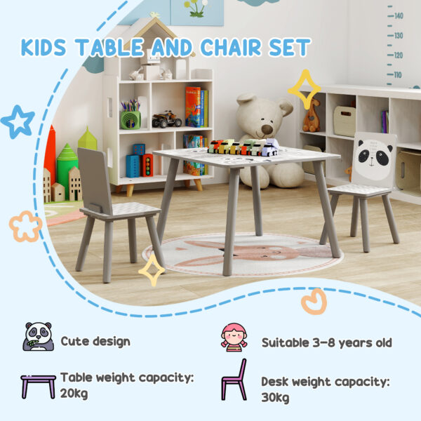 ZONEKIZ Kids Table and Chair Set, Toddler Table with 2 Chairs, Toddler Furniture Set, for Ages 3-8 Years - Grey   Aosom UK - Image 7