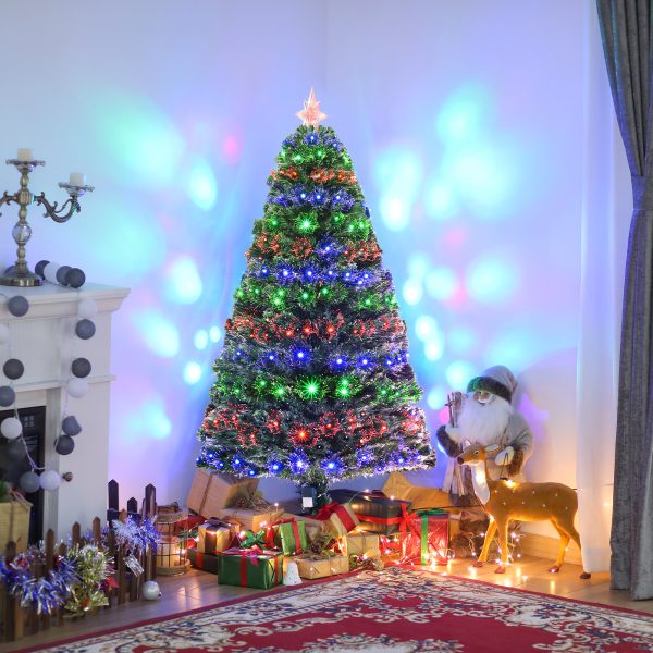 HOMCOM 5ft 150cm Green Fibre Optic Artificial Christmas Tree-Multi   Aosom UK - Image 2