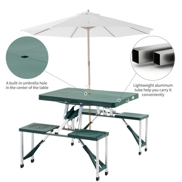 Outsunny Folding Camping Table with Stools Set Aluminum Bench Picnic Garden Party BBQ Portable   Aosom UK - Image 7