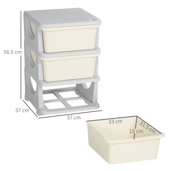 HOMCOM 3-Tier Toy Storage Box Kids Toy Storage with Removable Boxes, for Bedrooms, Playrooms & Other Children Areas, White   Aosom UK - Image 3