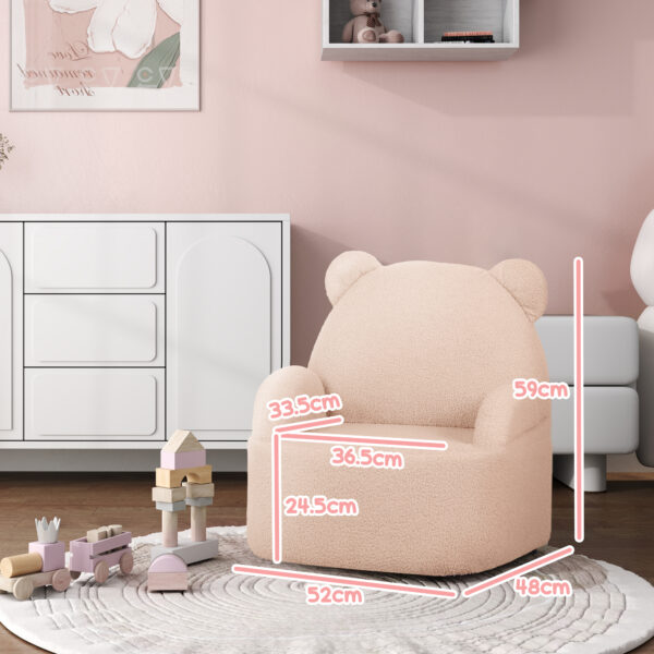 AIYAPLAY Kids Sofa Kids Armchair, Bear Shaped Toddler Chair for Bedroom Playroom Living Room, Aged 18 Months to 3 Years, Pink   Aosom UK - Image 3