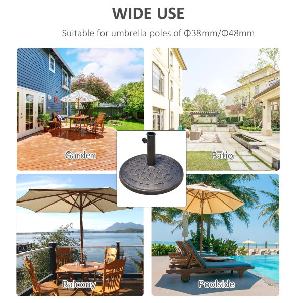 Outsunny 14kg Round Garden Parasol Base Holder Decorative Resin Market Umbrella Stand with Adjustable Coupler, Bronze   Aosom UK - Image 6