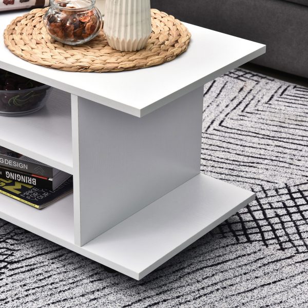 HOMCOM TV Stand W/ Shelves -White   Aosom UK - Image 9