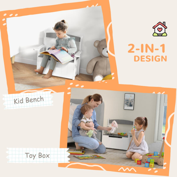 AIYAPLAY 2-in-1 Toy Box for Kids with Lid for Bedroom, Nursery, Playroom, Grey   Aosom UK - Image 4