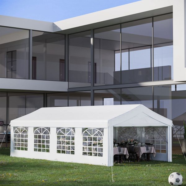 Outsunny Large Party Tent: Heavy-Duty Steel Gazebo for Events, Portable Carport Shelter, Bright White - Image 2