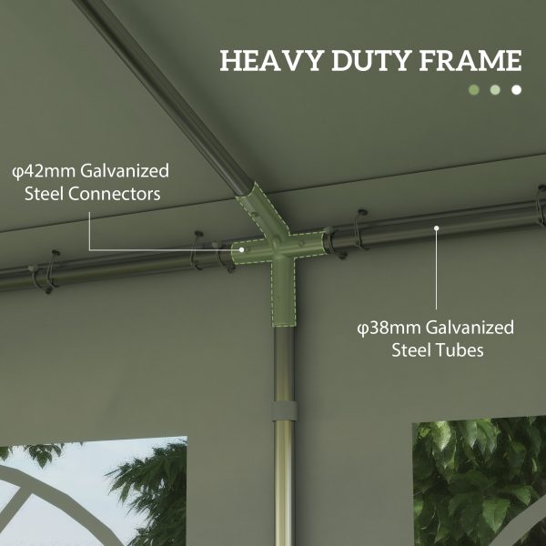 Outsunny Portable Party Tent 4m x 4m Carport Shelter with Removable Sidewalls, Double Doors, Heavy Duty, White   Aosom UK - Image 4