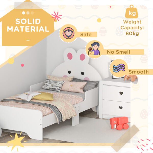 ZONEKIZ Toddler Rabbit Bed Frame, Safe & Sturdy Design, Perfect for Kids' Bedroom, Charming White   Aosom UK - Image 6