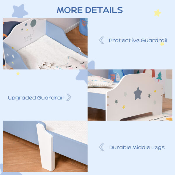 HOMCOM Kids Toddler Wooden Bed Round Edged with Guardrails Stars Image 143 x 74 x 59 cm Blue   Aosom UK - Image 5