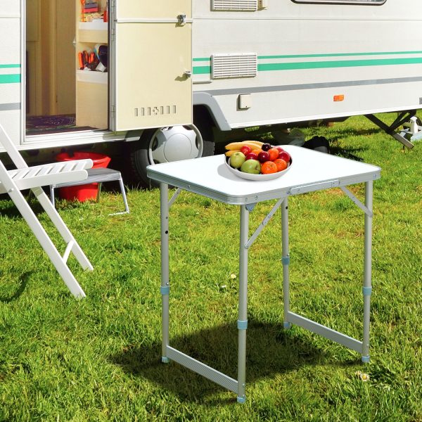 Outsunny Folding Picnic Table, Portable Outdoor Camping Table, Lightweight, Durable Aluminium Frame, Silver   Aosom UK - Image 2