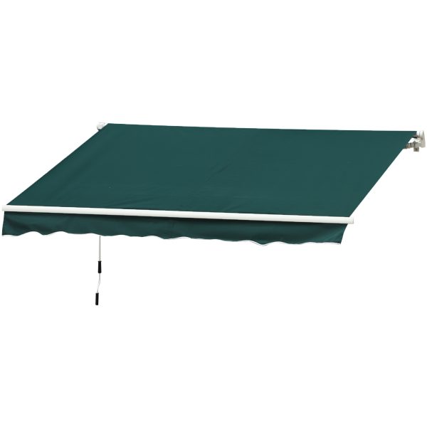 Outsunny 3.5 x 2.5 m Garden Patio Manual Awning Canopy Sun Shade Shelter with Winding Handle - Green - Image 5