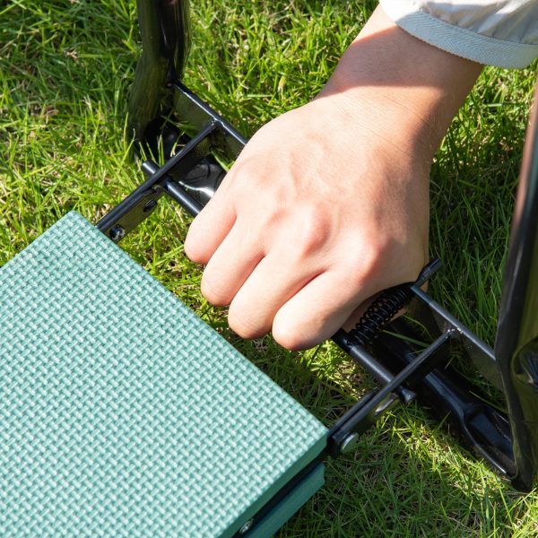 Outsunny Foldable Garden Kneeler and Seat, 2-in-1 Kneeling Pad and Bench, Portable Knee Protection, Green   Aosom UK - Image 8