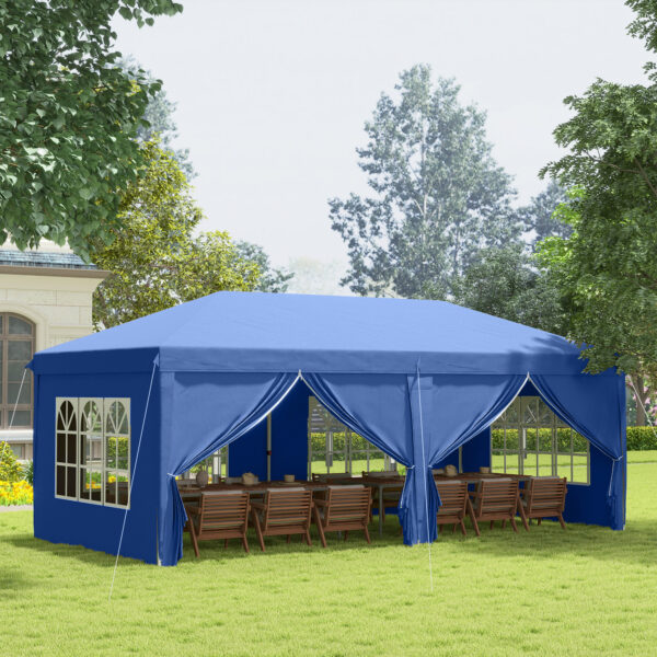 Outsunny 3 x 6m Canopy Tent, Instant Gazebo with Waterproof Side Panels, Carry Bag, for Parties & Outdoor Events, Blue   Aosom UK - Image 2