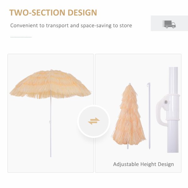 Outsunny Waterproof Patio Garden Hawaii Beach Sun Umbrella Sunshade Hawaiian Folding Tilting Crank Parasol (Wheat)   Aosom UK - Image 6