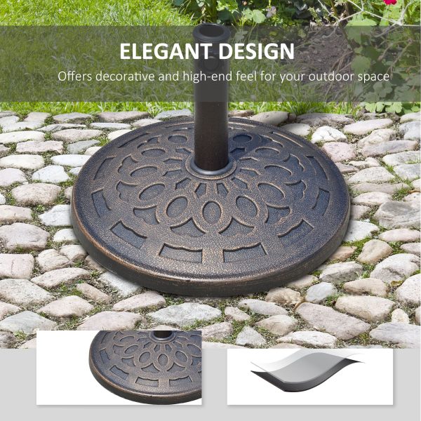 Outsunny 14kg Round Garden Parasol Base Holder Decorative Resin Market Umbrella Stand with Adjustable Coupler, Bronze   Aosom UK - Image 4