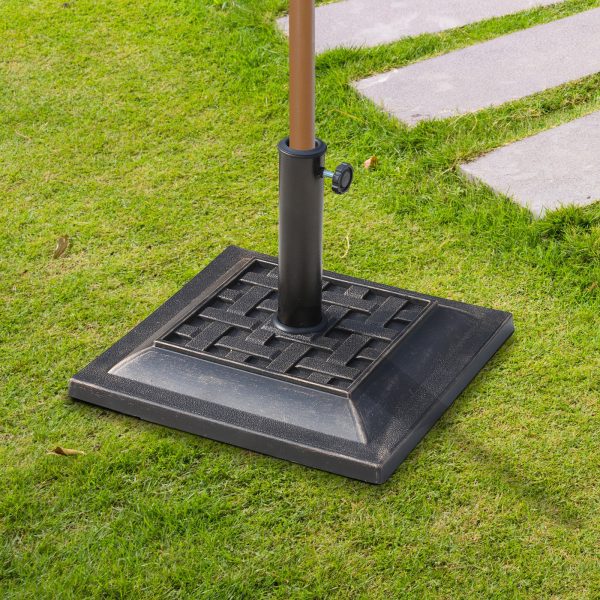 Outsunny Garden Parasol Base: Heavy-Duty 44cm Square Bronze Resin, Weatherproof, Elegant Design   Aosom UK - Image 2