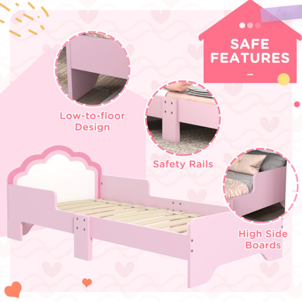 ZONEKIZ Toddler Bed Frame, Princess Bed for Kids, Cloud Design, 143 x 74 x 55 cm, Pink   Aosom UK - Image 6