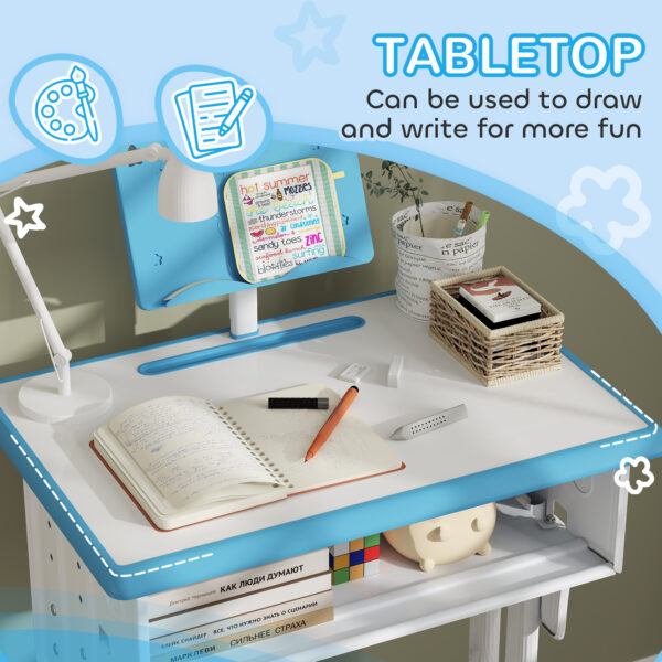 HOMCOM Kids Adjustable Desk and Chair Set, Book Stand, Pen Slot - Blue   Aosom UK - Image 7