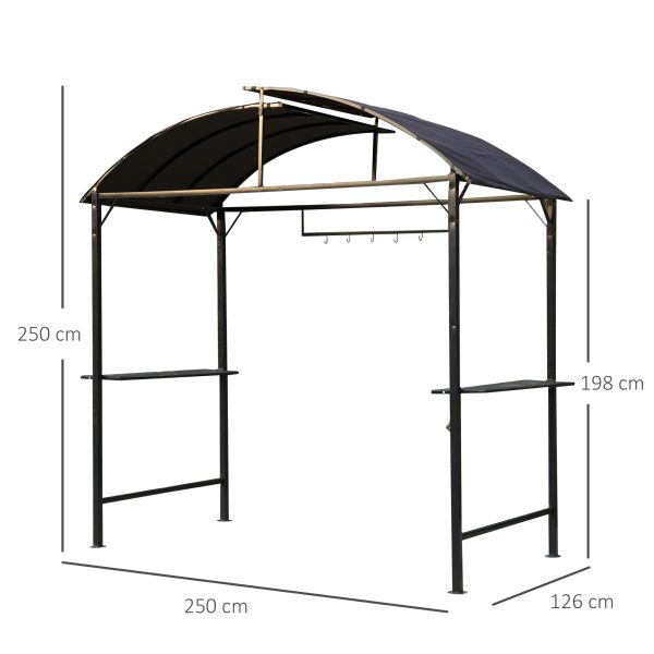 Outsunny Metal Smoking Gazebo Marquee Garden Patio BBQ Tent Grill Canopy Awning Shelter - Coffee - Image 3