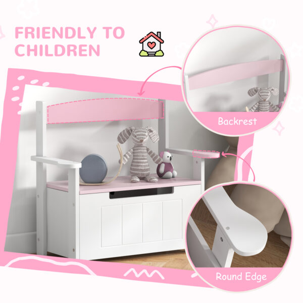 AIYAPLAY 2-in-1 Toy Box for Kids with Lid for Bedroom, Nursery, Playroom, Pink   Aosom UK - Image 5