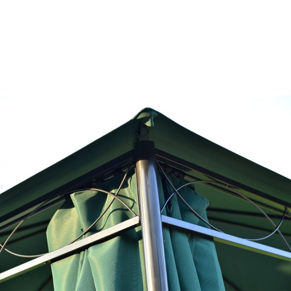 Outsunny 3(m) x 3(m) Metal Garden Gazebo Marquee Party Tent Patio Canopy Pavilion + Sidewalls - Green - Image 9