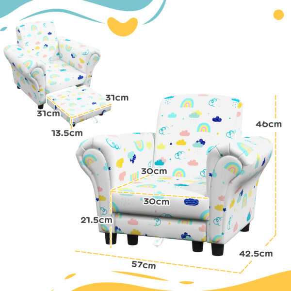 AIYAPLAY 2 Piece Kids Sofa Set with Cloud Design, Wooden Frame, for 1.5-3 Years Old, White   Aosom UK - Image 3