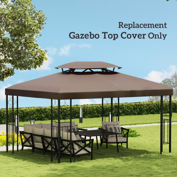 Outsunny Gazebo Replacement Roof Canopy, 3x4m, 2 Tier UV Protection Top Cover, Brown, for Garden Patio (TOP ONLY)   Aosom UK - Image 7