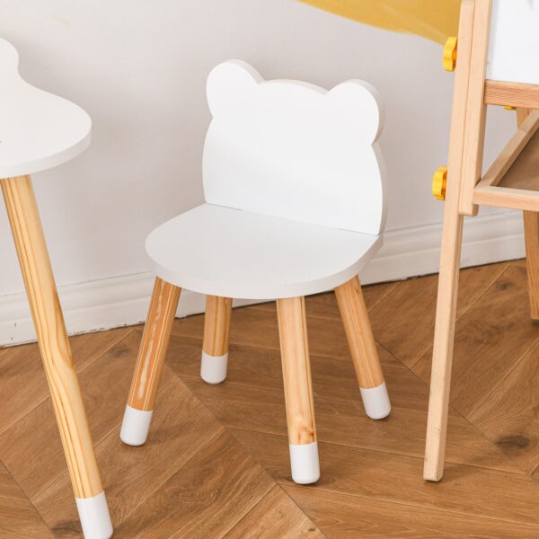 HOMCOM 3 Piece Kids Table and Chair Set with 2 Bear-shaped Chairs, White   Aosom UK - Image 9