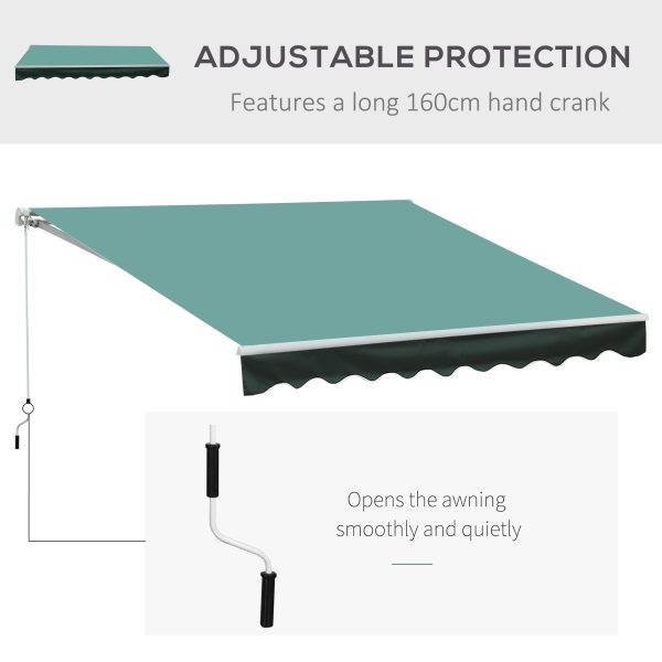 Outsunny 3x2.5 m Sun Shade Canopy Garden Patio Manual Retractable Awning Canopy Sun Shade Shelter, 3x2.5 m-Dark Green   Aosom UK - Image 6